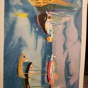 Georges lambert lithograph "Le Harves"